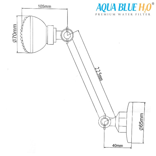 AQUA BLUE H20 SHOWER WATER FILTER & ROSE COMPLETE PACKAGE SF350ARM-B