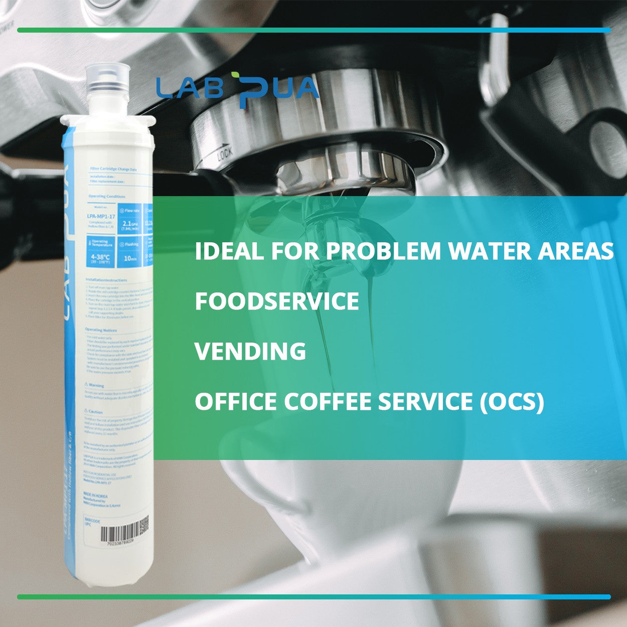 Lab Pua Residential Water Filter Kit With Faucet LPA-CS5-17 17"