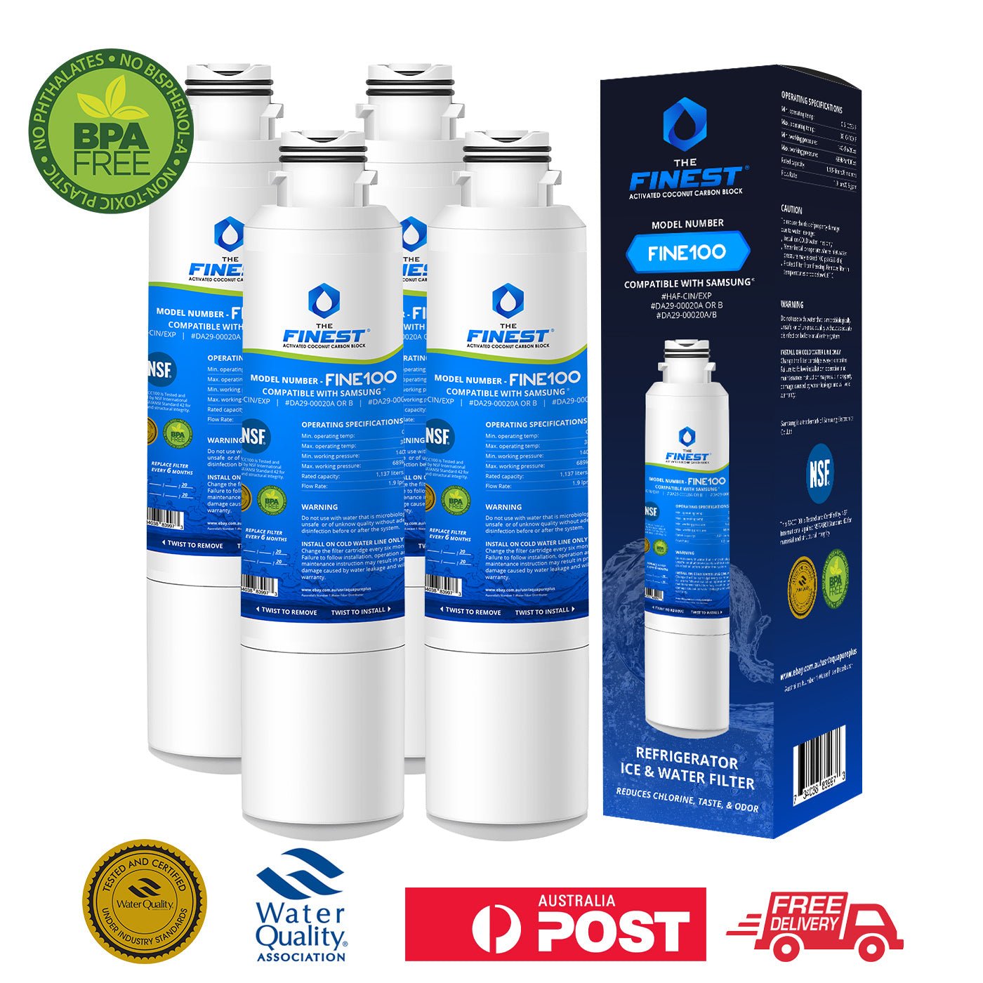 4 X Samsung DA29 - 00020B Premium Compatible Ice & Water Fridge Filter SRF719DLS - WATER FILTER DISTRIBUTORS