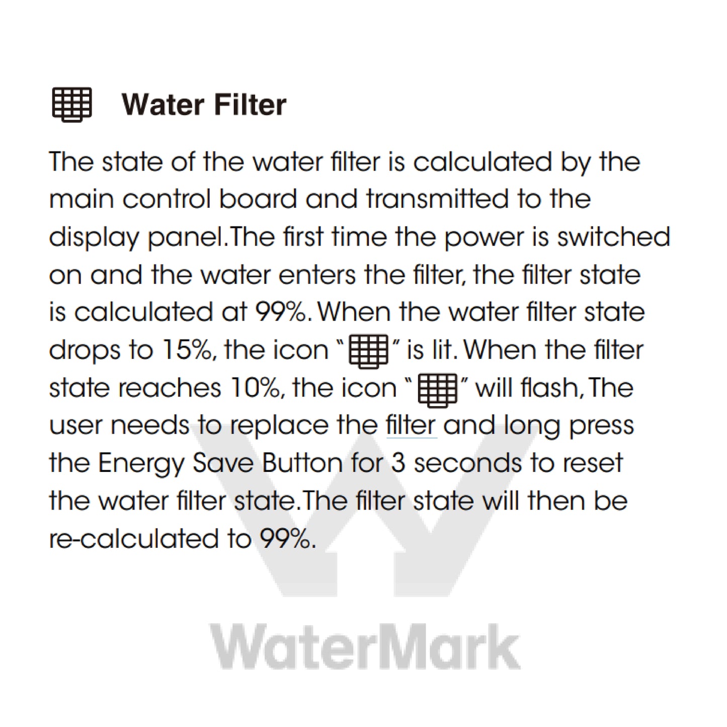Electrolux/Westinghouse Replacement Water Filter 3019986720