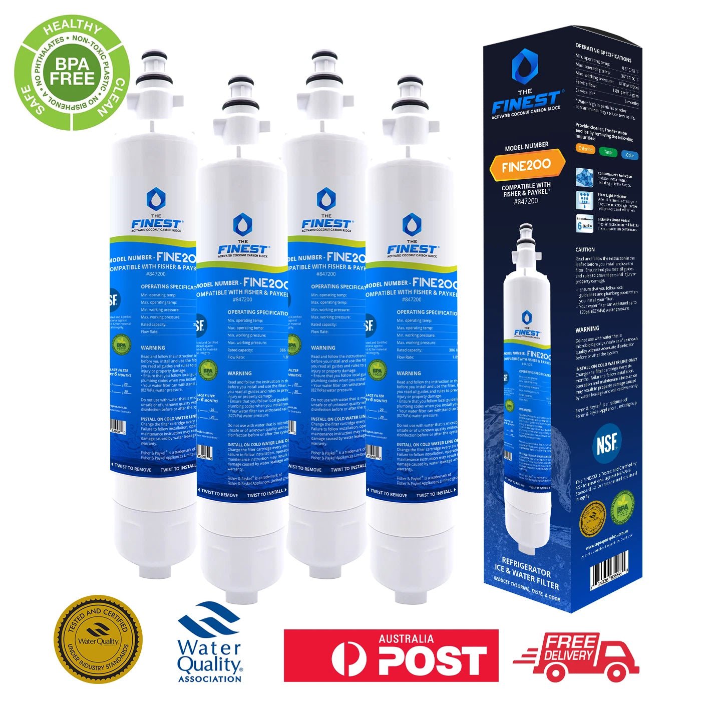 4x Fisher Paykel 847200 Fridge Water Filter Alternative 847200 - WF FWC3 - WATER FILTER DISTRIBUTORS