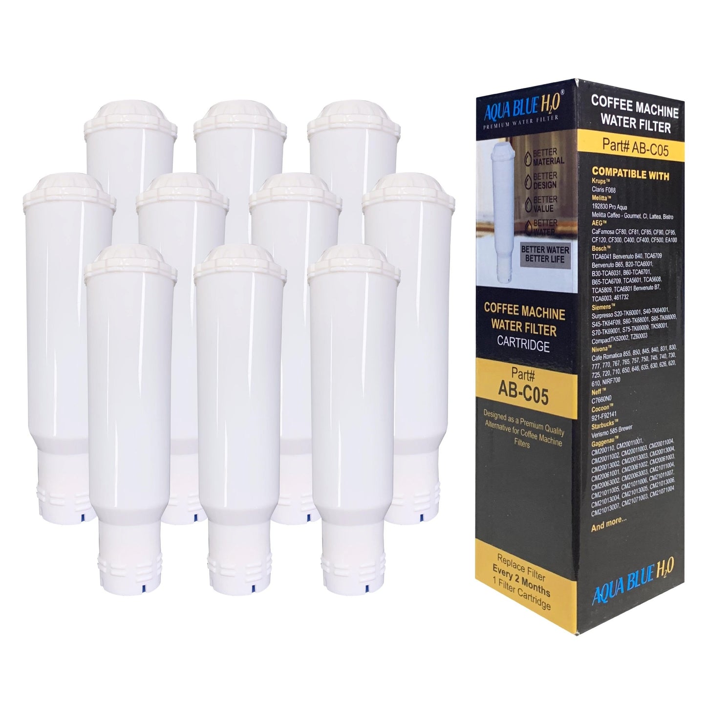 AquaCrest AQK - 04 Compatible Jura Claris White Filter AB - C05 - WATER FILTER DISTRIBUTORS