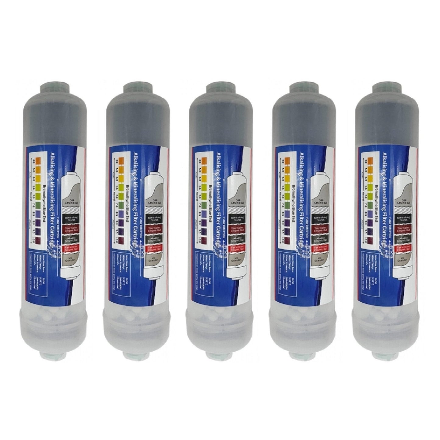 K Series Transparent Alkaline Water Filter Replacement Cartridge 10" 1/4" push fit connection - WATER FILTER DISTRIBUTORS