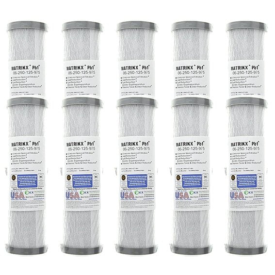 KX Matrikx Pb1 0.5 MIC 10 inch 06 - 250 - 125 - 975 KX MATRIKX Pb1, 10" Length (9.75" Actual) - WATER FILTER DISTRIBUTORS