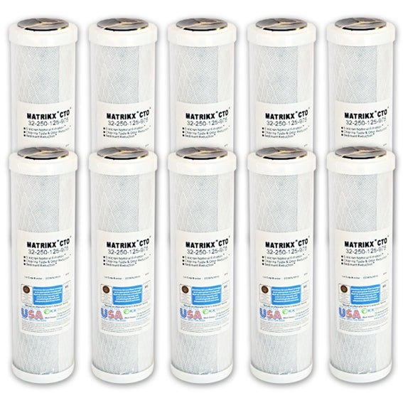 New model Matrikx + CTO/2 Coconut Water Filter 5 Micron 10" 32 - 250 - 10 - MATRIKX now with Chloramine reduction - WATER FILTER DISTRIBUTORS