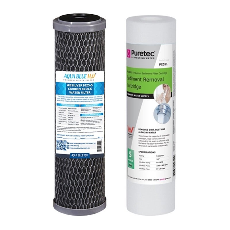Twin Caravan & RV Water Filter System with Sediment & Silver Carbon Block Filter - WATER FILTER DISTRIBUTORS