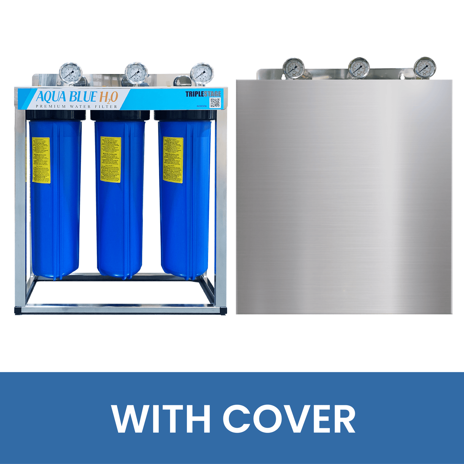 TRIPLE STAGE WHOLE HOUSE WATER FILTER SYSTEM WITH COVER - WATER FILTER DISTRIBUTORS