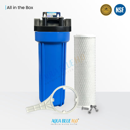 10" Big Blue Housing w/Press Relief Button 5 Micron Carbon Block Filter - WATER FILTER DISTRIBUTORS