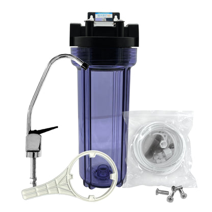 10" Clear Big Blue Filter Housing 5 Mic PP Sediment Water Filter, Reverse Osmosis Faucet, Connection Kit Set - WATER FILTER DISTRIBUTORS