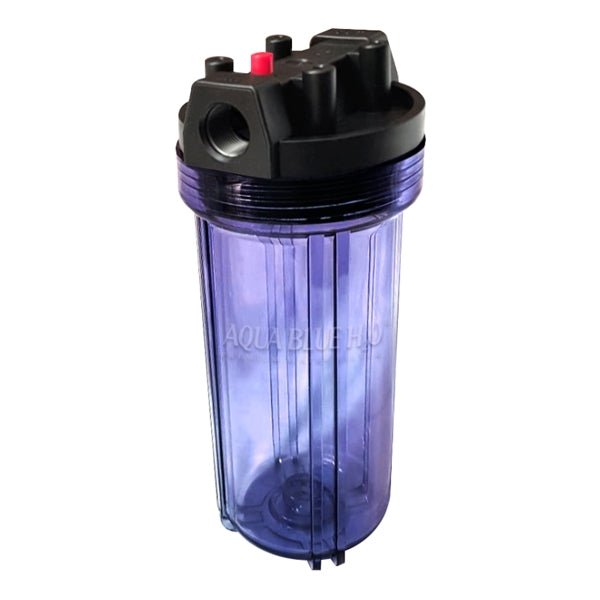 10" Clear Big Blue Housing w/ Presser Relief Button, CTO Coconut Shell Carbon Block Filter 10 x 2.5, 5MIC - WATER FILTER DISTRIBUTORS