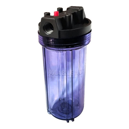 10" Clear Big Blue Housing w/ Presser Relief Button, CTO Coconut Shell Carbon Block Filter 10 x 2.5, 5MIC - WATER FILTER DISTRIBUTORS