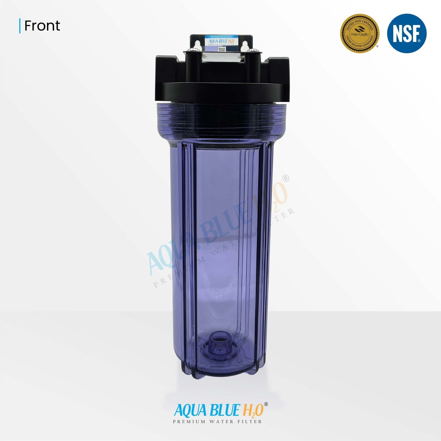 10" Clear Big Blue Housing w/ Presser Relief Button, CTO Coconut Shell Carbon Block Filter 10 x 2.5, 5MIC - WATER FILTER DISTRIBUTORS
