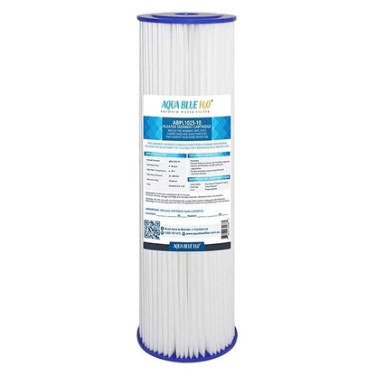10" Clear Big Blue Housing w/ Presser Relief Button, Pleated Sediment Filter 10 x 2.5, 5MIC - WATER FILTER DISTRIBUTORS