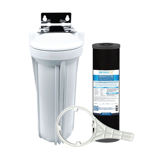 10 inch Replacement Filter Housing with Carbon block filter set - WATER FILTER DISTRIBUTORS
