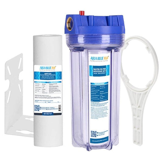 10 inch Standard Clear Filter Housing with Sediment Water Filter - WATER FILTER DISTRIBUTORS