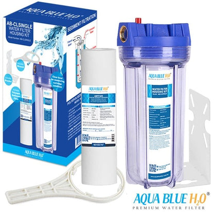 10 inch Standard Clear Filter Housing with Sediment Water Filter - WATER FILTER DISTRIBUTORS