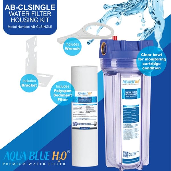 10 inch Standard Clear Filter Housing with Sediment Water Filter - WATER FILTER DISTRIBUTORS