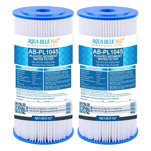 10" x 4.5" Whole House Big Blue Pleated Sediment 10 Micron Water Filter Replacement Cartridge - WATER FILTER DISTRIBUTORS