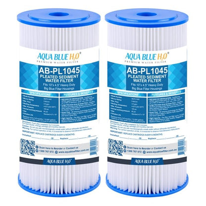 10" x 4.5" Whole House Big Blue Pleated Sediment 10 Micron Water Filter Replacement Cartridge - WATER FILTER DISTRIBUTORS