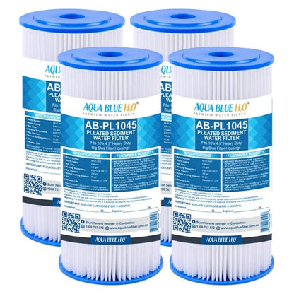 10" x 4.5" Whole House Big Blue Pleated Sediment 10 Micron Water Filter Replacement Cartridge - WATER FILTER DISTRIBUTORS
