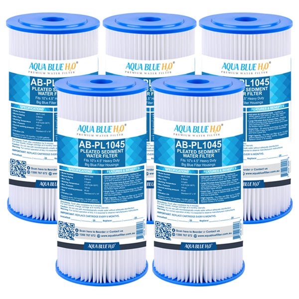 10" x 4.5" Whole House Big Blue Pleated Sediment 10 Micron Water Filter Replacement Cartridge - WATER FILTER DISTRIBUTORS