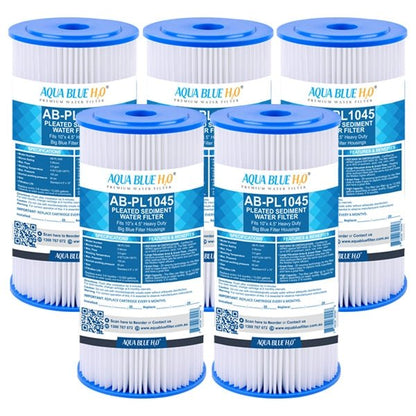 10" x 4.5" Whole House Big Blue Pleated Sediment 10 Micron Water Filter Replacement Cartridge - WATER FILTER DISTRIBUTORS