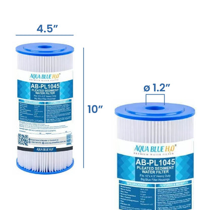 10" x 4.5" Whole House Big Blue Pleated Sediment 10 Micron Water Filter Replacement Cartridge - WATER FILTER DISTRIBUTORS