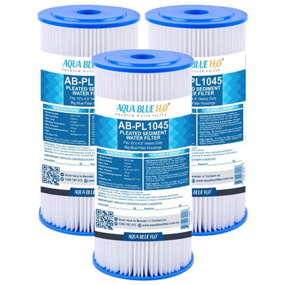 10" x 4.5" Whole House Big Blue Pleated Sediment 10 Micron Water Filter Replacement Cartridge - WATER FILTER DISTRIBUTORS