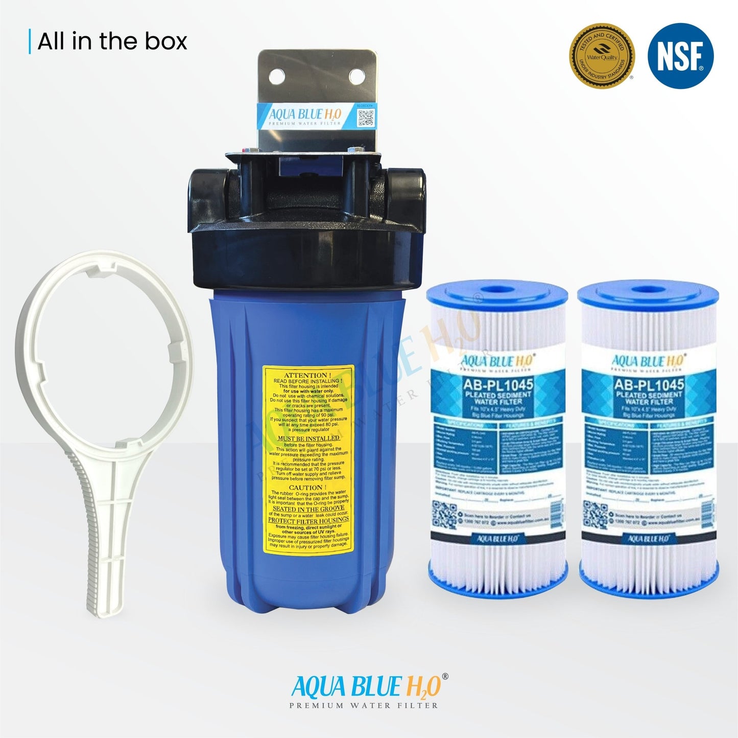 10"x4.5" Big Blue Single High Flow Housing System with Pleated Sediment Filter - WATER FILTER DISTRIBUTORS