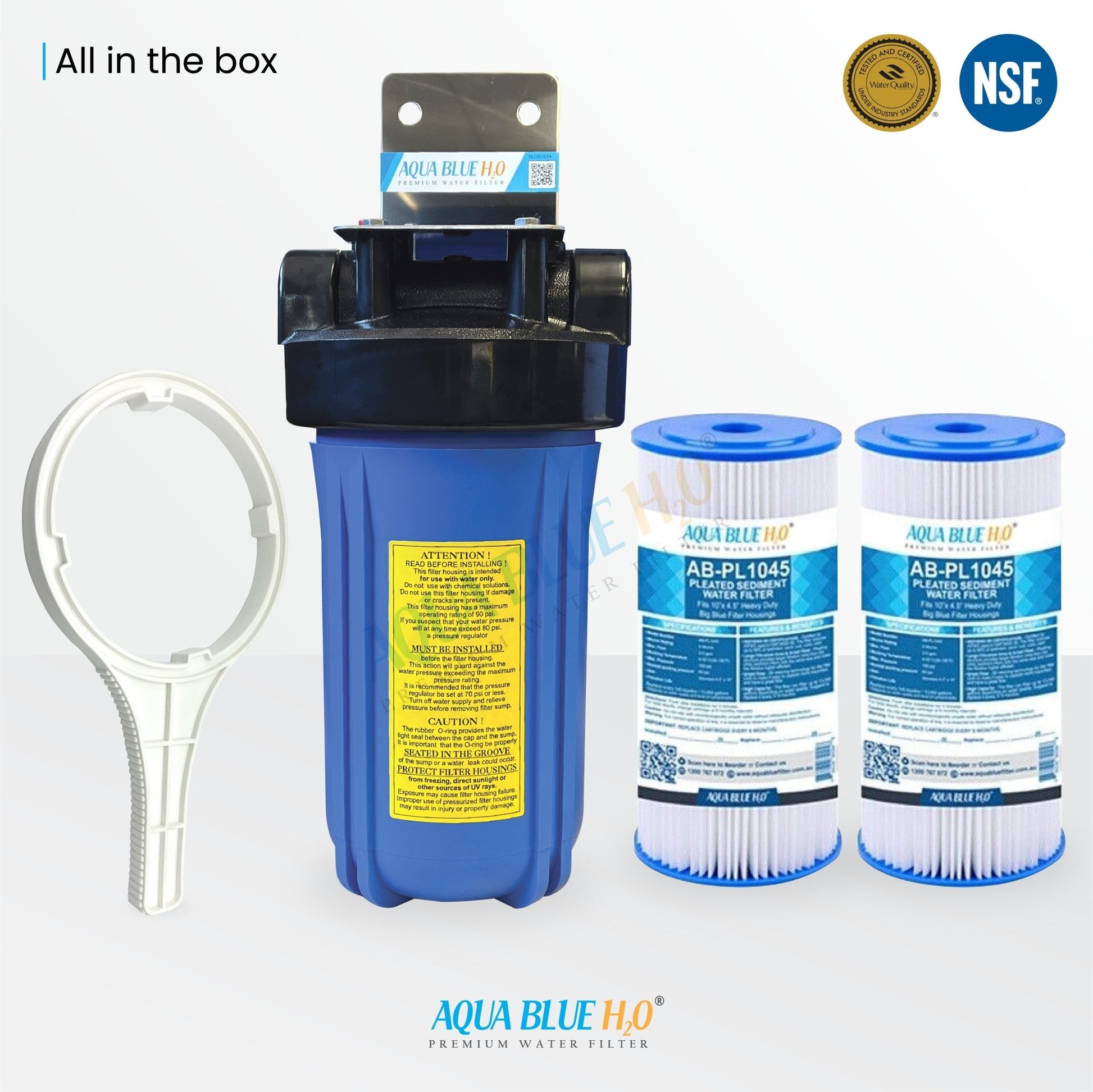 10"x4.5" Big Blue Single High Flow Housing System with Pleated Sediment Filter - WATER FILTER DISTRIBUTORS