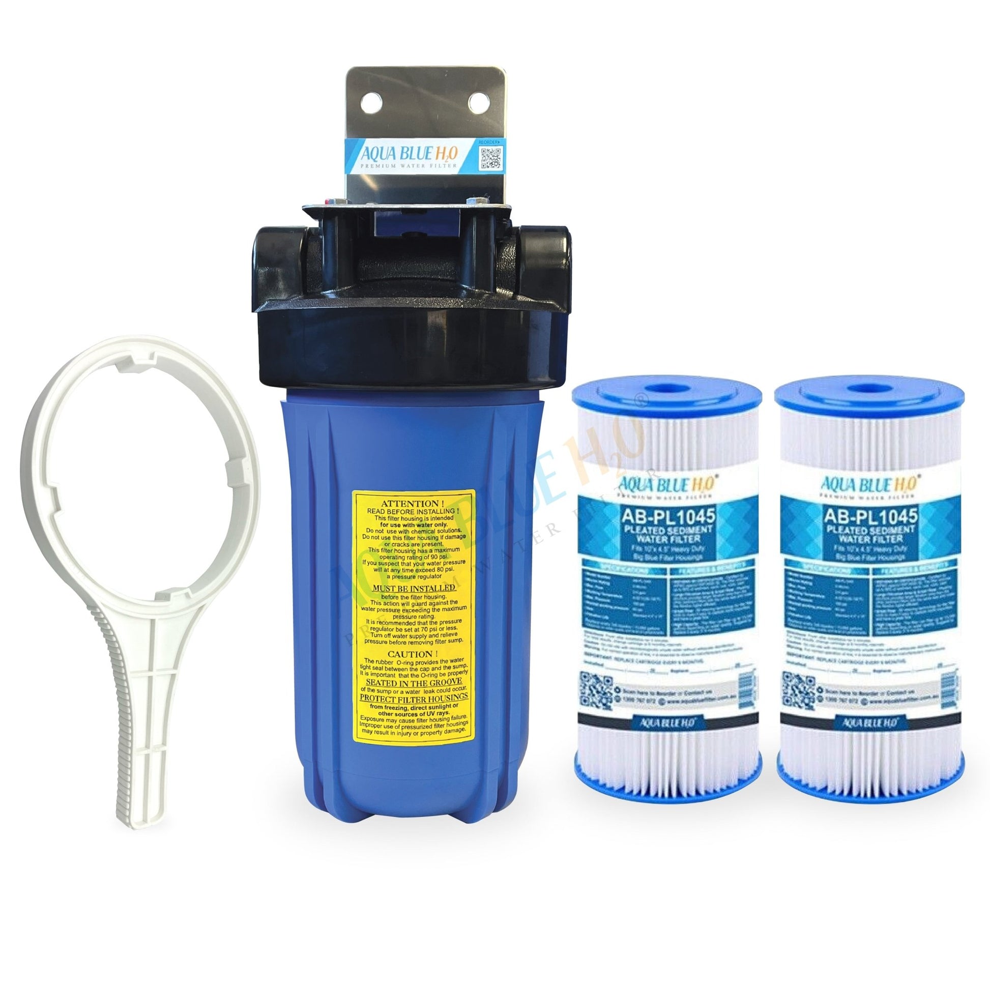 10"x4.5" Big Blue Single High Flow Housing System with Pleated Sediment Filter - WATER FILTER DISTRIBUTORS