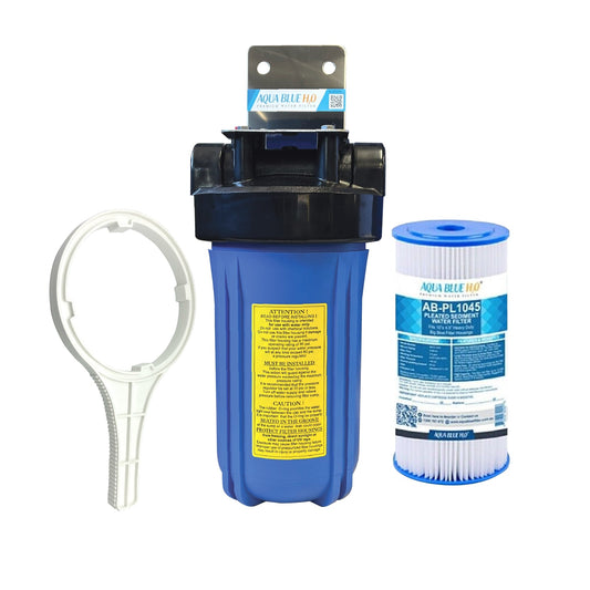 10"x4.5" Big Blue Single High Flow Housing System with Pleated Sediment Filter - WATER FILTER DISTRIBUTORS