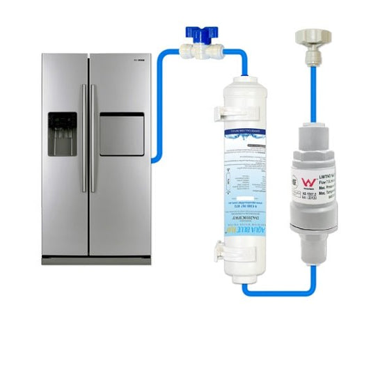 1/4" Tube 350kpa / 50 PSI Pressure Limiting Valve + Water Line Hose Kit 1/4 inch + Compatible Water Filter Set - WATER FILTER DISTRIBUTORS