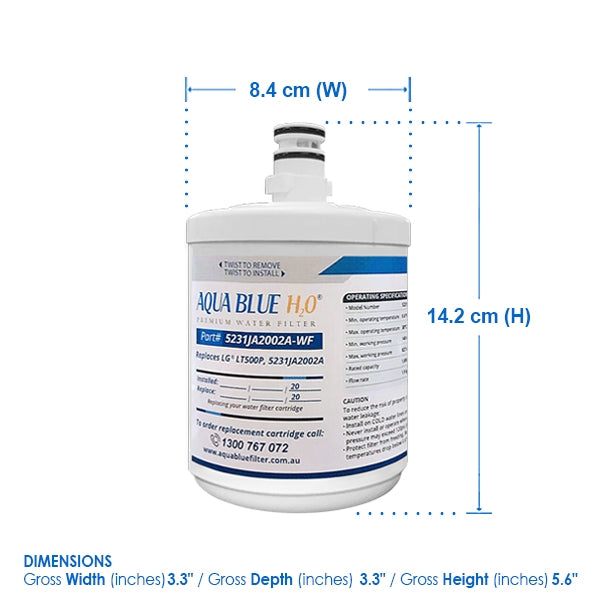 ADQ72910901 ECO AQUA EFF-6005A LG Generic Water Filter Replacing 5231JA2002A, LT500P 