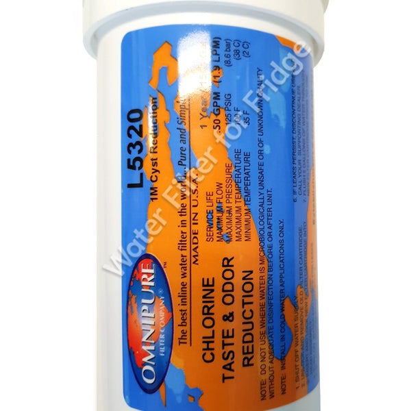 Omnipure L Series L5320 Water Filter RV 6" with L-Series Valved Head with 1/4" Quick Connect Fittings