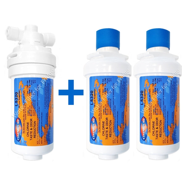 Omnipure L Series L5320 Water Filter RV 6" with L-Series Valved Head with 1/4" Quick Connect Fittings