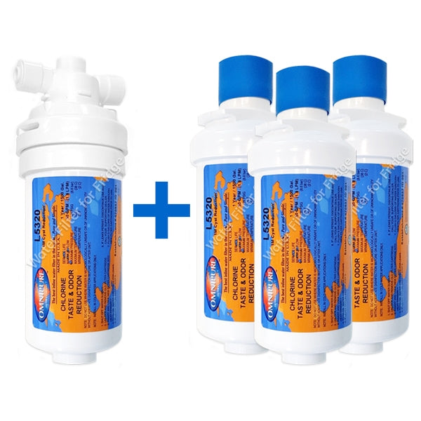 Omnipure L Series L5320 Water Filter RV 6" with L-Series Valved Head with 1/4" Quick Connect Fittings