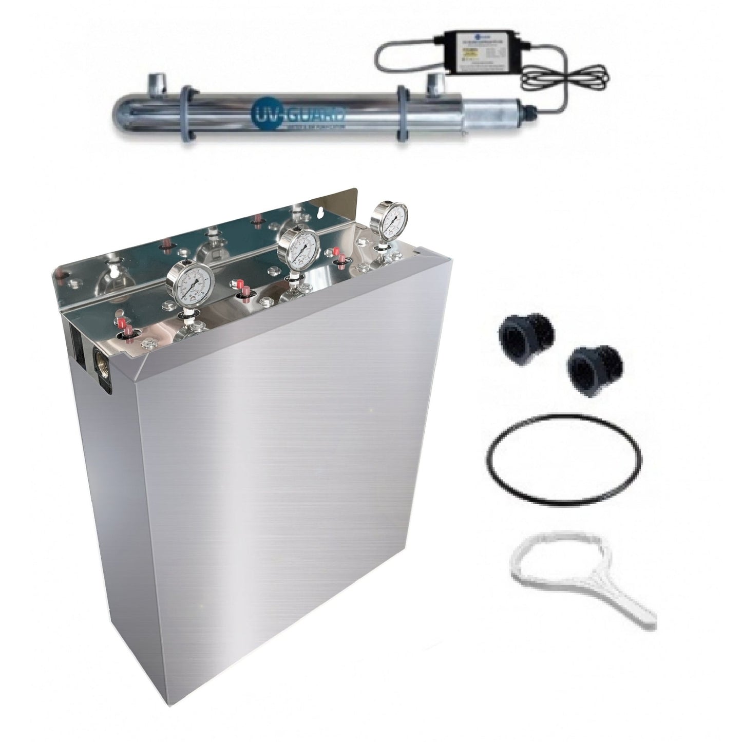 20" Big Blue Triple Whole House Water System with UV Guard UVG SLT30 System - WATER FILTER DISTRIBUTORS