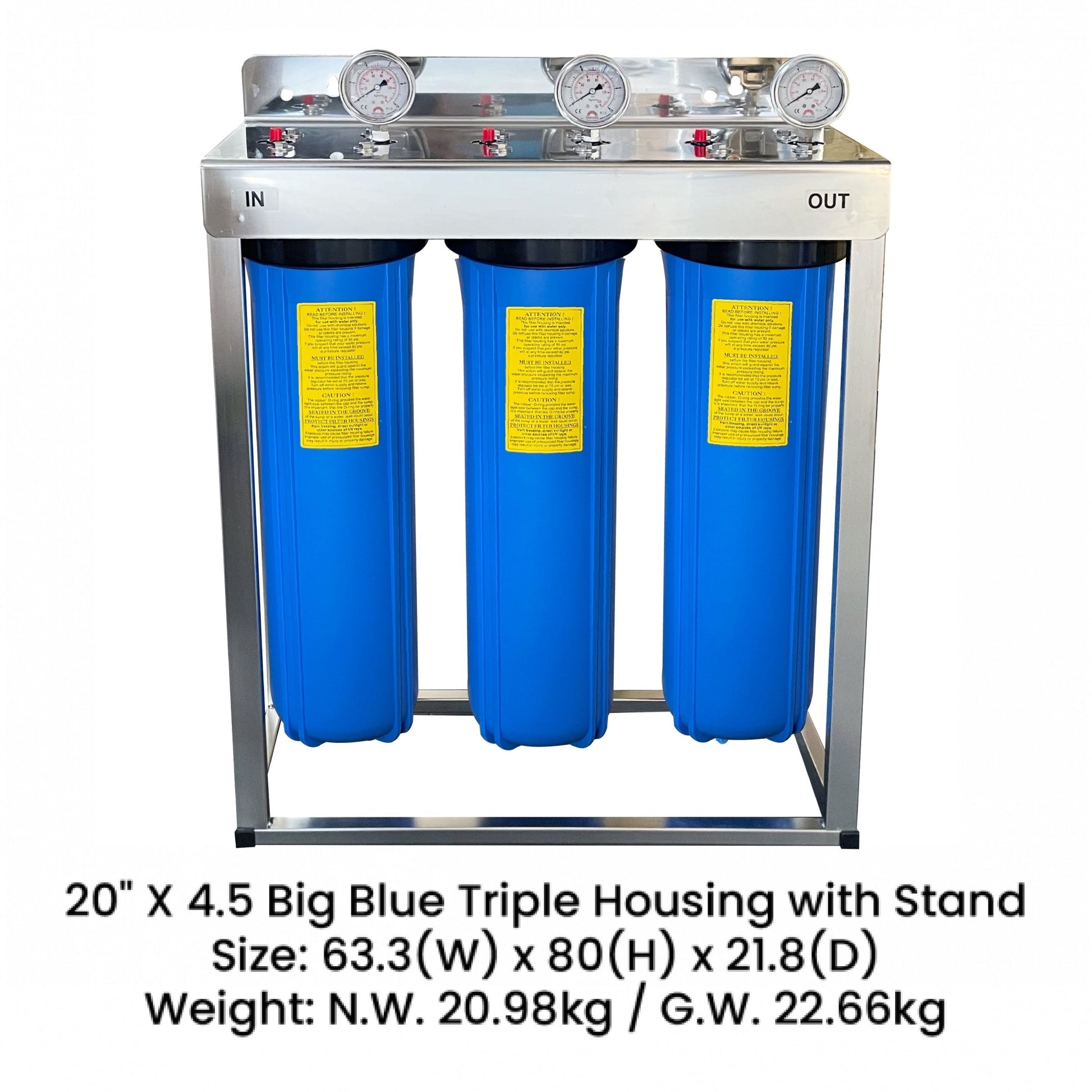 20" Big Blue Triple Whole House Water System with UV Guard UVG SLT30 System - WATER FILTER DISTRIBUTORS