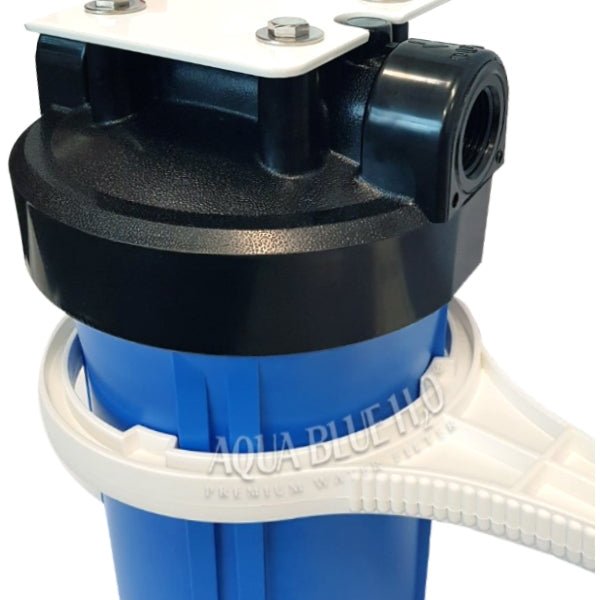 20" Big Blue Twin Housing with Stand 10um Carbon and 5um Sediment Filters with S/S bracket - WATER FILTER DISTRIBUTORS