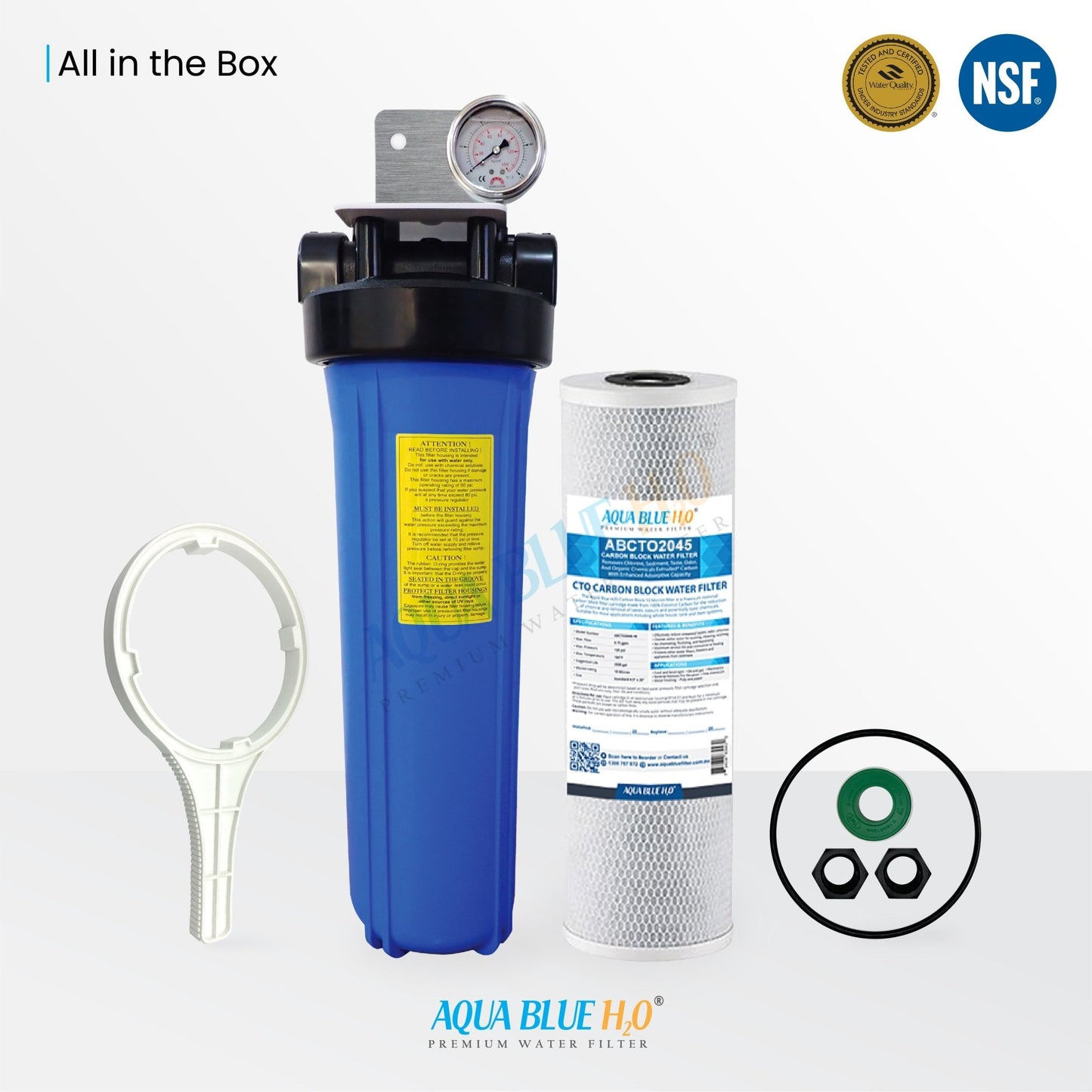 20 Inch Big Blue Whole House Water System with CTO Carbon Block Filter 5 Micron - WATER FILTER DISTRIBUTORS