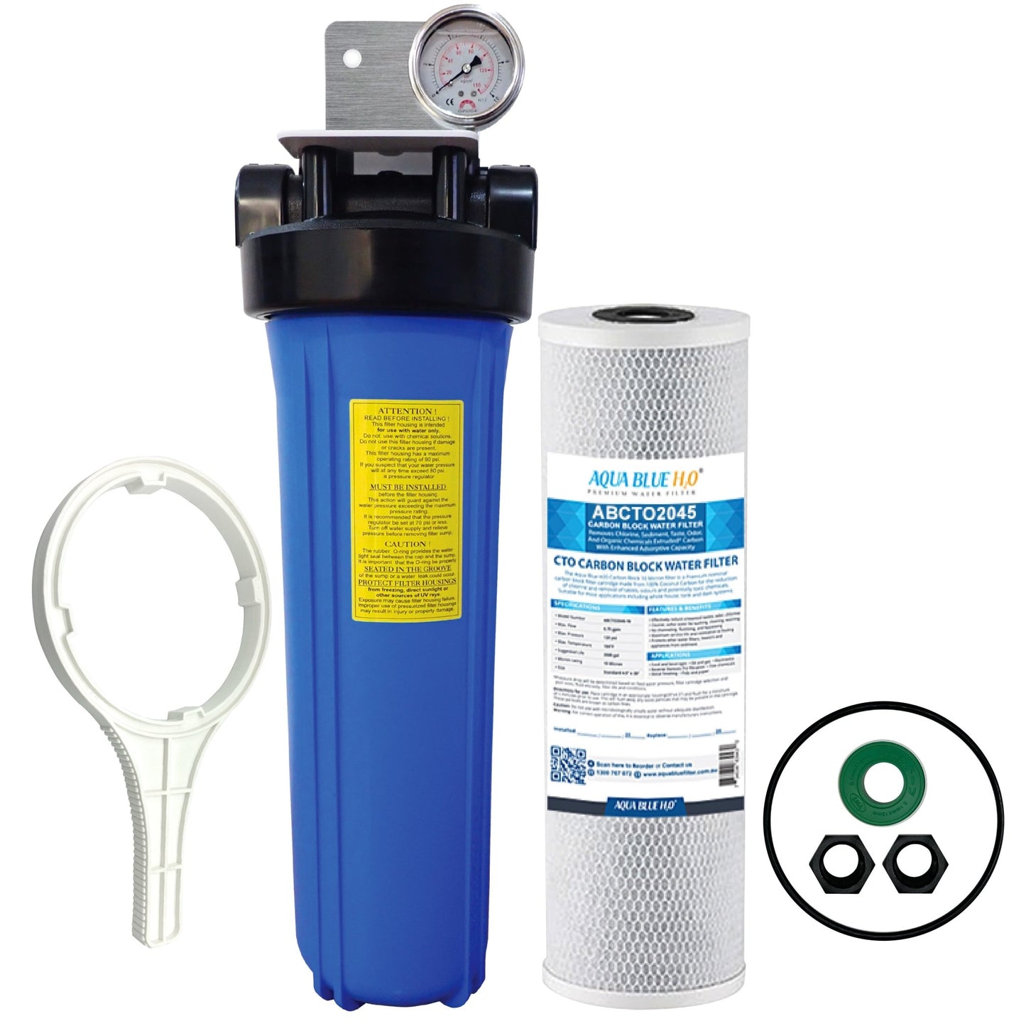 20 Inch Big Blue Whole House Water System with CTO Carbon Block Filter 5 Micron - WATER FILTER DISTRIBUTORS