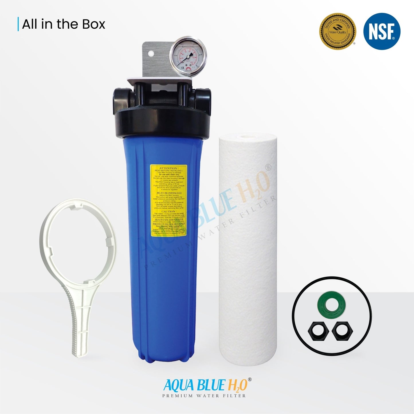 20 Inch Big Blue Whole House Water System with Sediment Polyspun Filter 10 Micron 60LPM - WATER FILTER DISTRIBUTORS