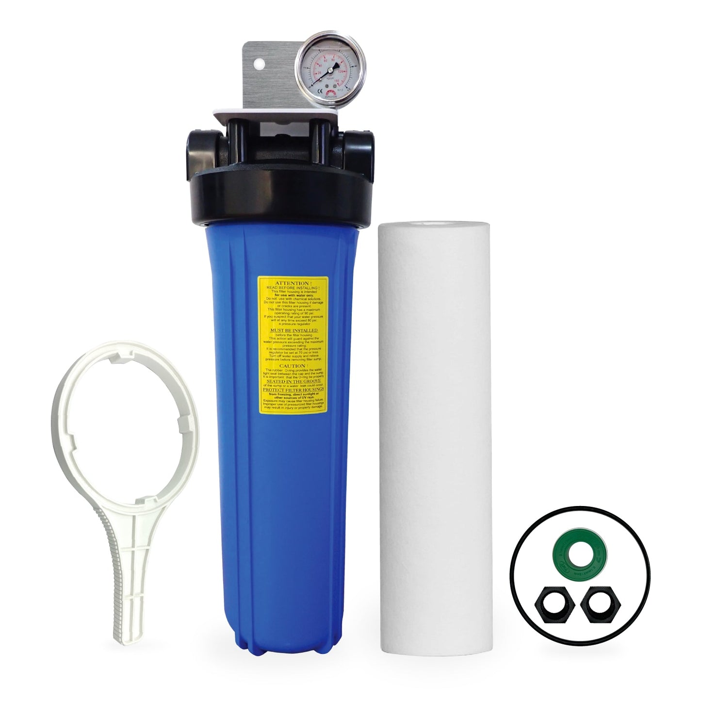 20 Inch Big Blue Whole House Water System with Sediment Polyspun Filter 10 Micron 60LPM - WATER FILTER DISTRIBUTORS