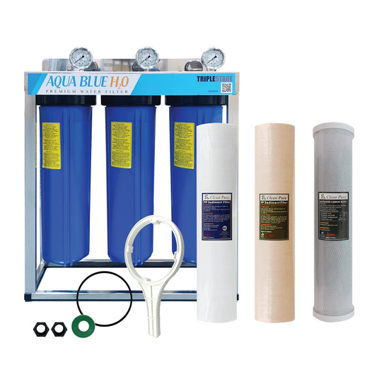 20" Whole house or Rainwater tank water filter solution with Freestand 3 stage 5Micron Kit option - WATER FILTER DISTRIBUTORS