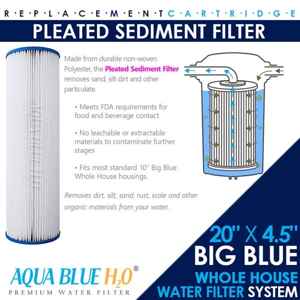 20" X 4.5" Big Blue Twin Water Filter Housing with CTO + Pleated Sediment - WATER FILTER DISTRIBUTORS