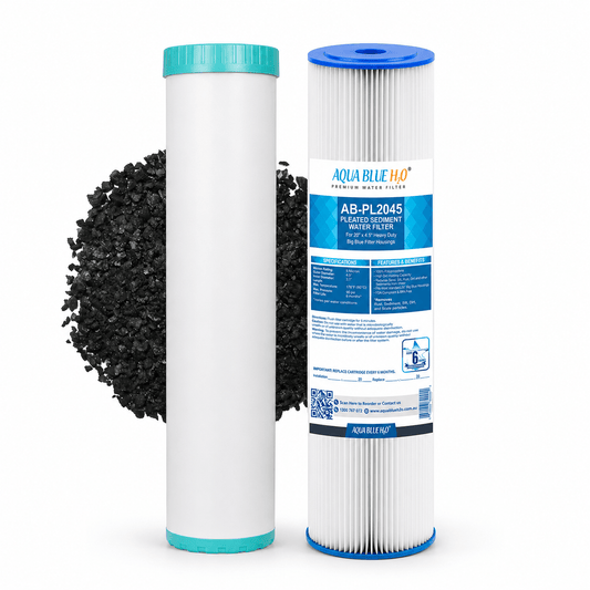 2045SilverGAC5 Refillable Coconut GAC Carbon Filter + 20" x 4.5" Pleated Sediment Filter - WATER FILTER DISTRIBUTORS