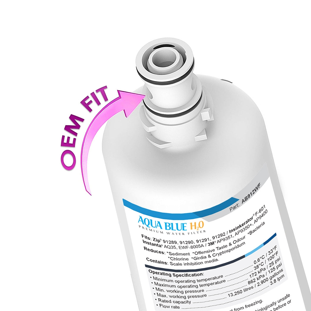 Aqua Blue H20 AB912WF Water filter fits INSINKERATOR F-601 FILTER CARTRIDGE FOR HOT WATER DISPENSER