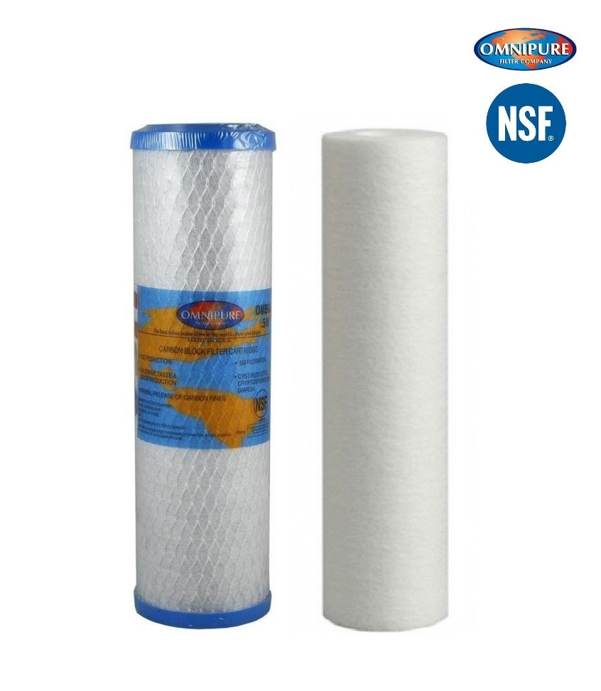 Undersink Twin Water Filter Replacement Omnipure Carbon Block+ SED Cartridge 10"