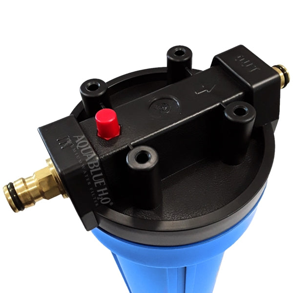 Single Caravan Water Filter System with Brass Hose Connection Fitting